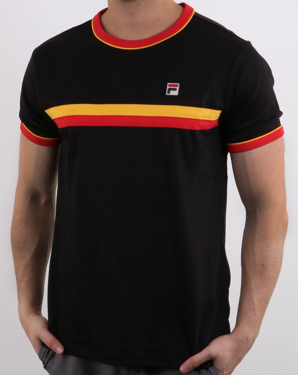 Fila Vintage Razee T Shirt Black/Red/Gold
