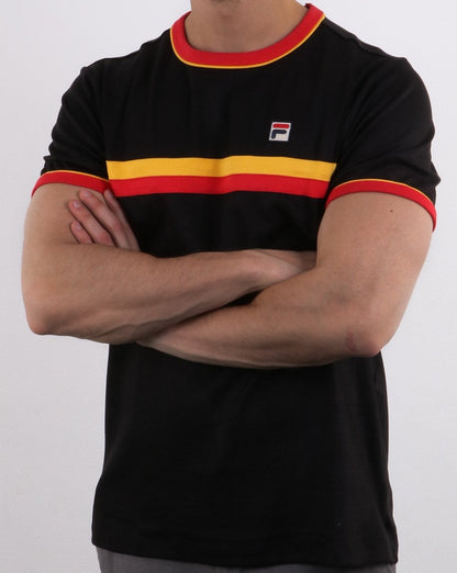 Fila Vintage Razee T Shirt Black/Red/Gold