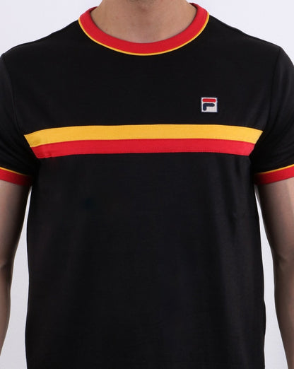 Fila Vintage Razee T Shirt Black/Red/Gold