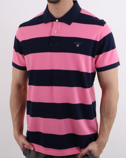 Gant Barstripe Pique Rugger Pink and Navy