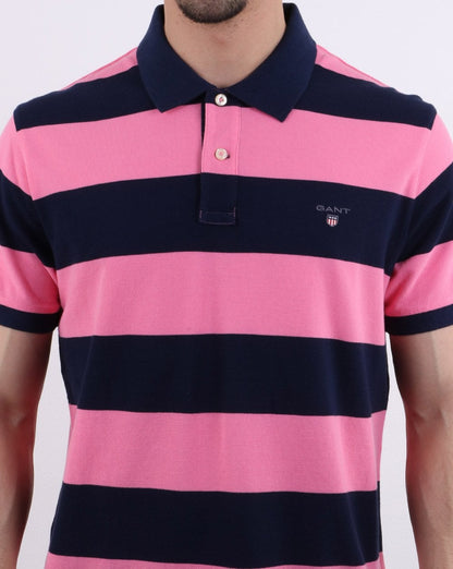 Gant Barstripe Pique Rugger Pink and Navy