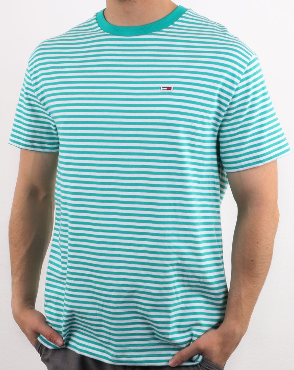 Tommy Hilfiger Classic Stripe T Shirt Green/White
