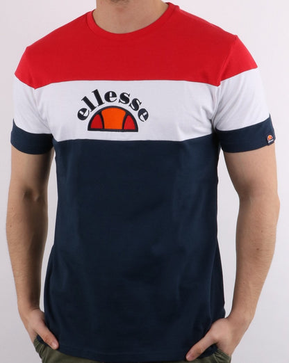 Ellesse Block T Shirt Navy/white/red