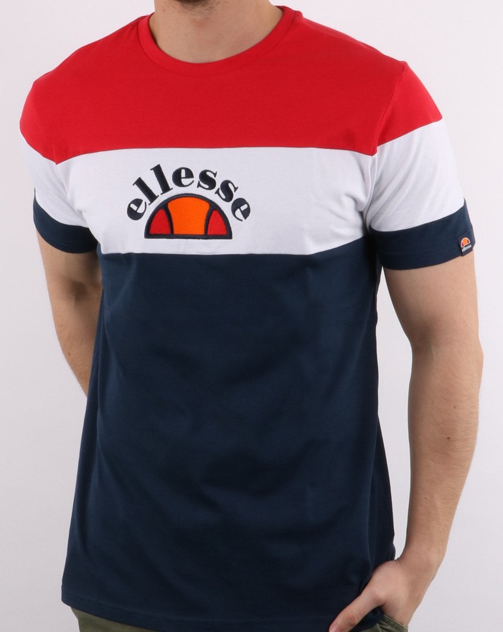 Ellesse Block T Shirt Navy/white/red