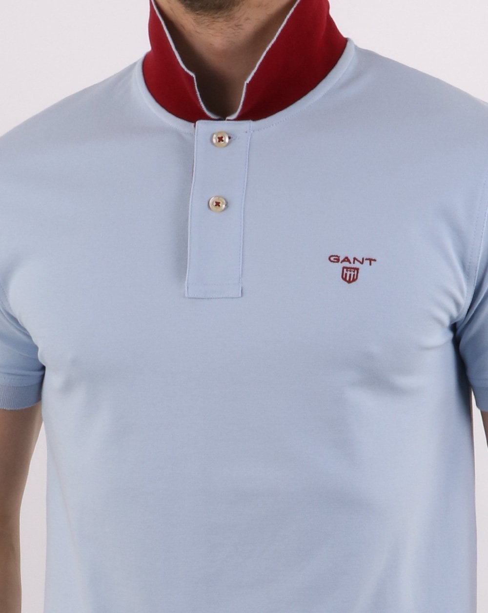 Gant Contrast Collar Polo Shirt Hamptons Blue