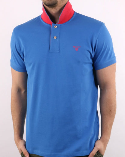 Gant Contrast Collar Polo Shirt Palace Blue