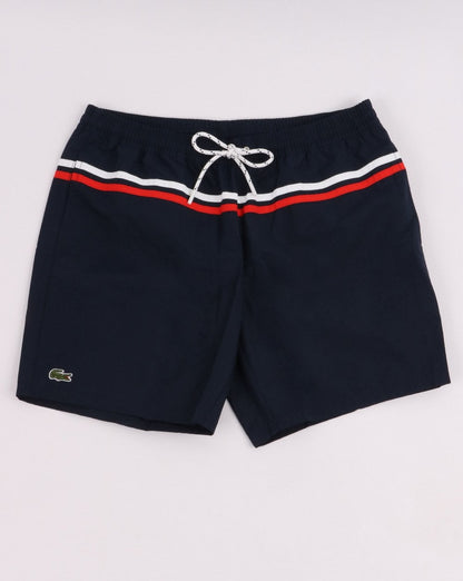 Lacoste Swim Shorts Navy With Stripe Detail