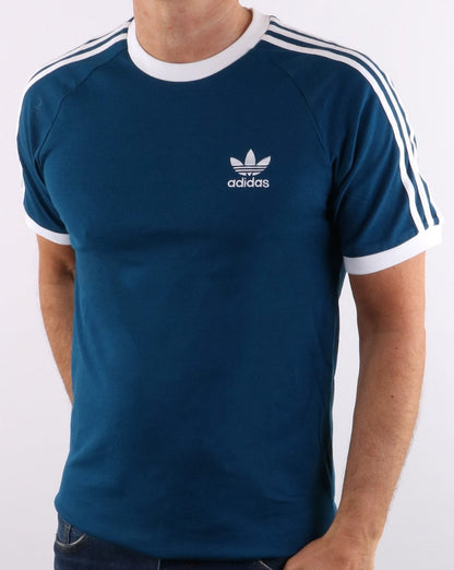 Adidas Originals Retro 3 Stripes T Shirt Deep Blue