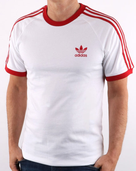 Adidas Originals Retro 3 Stripes T Shirt White/ Red