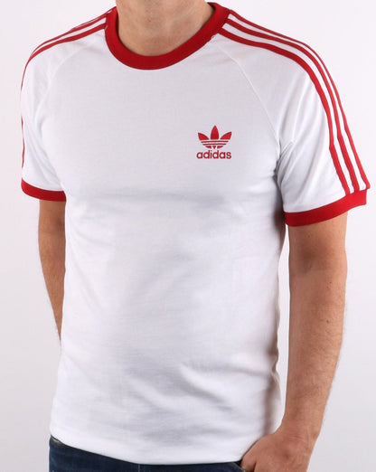 Adidas Originals Retro 3 Stripes T Shirt White/ Red