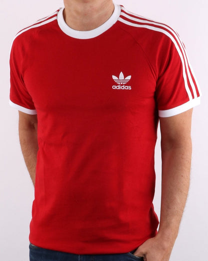 Adidas Originals Retro 3 Stripes T Shirt Red