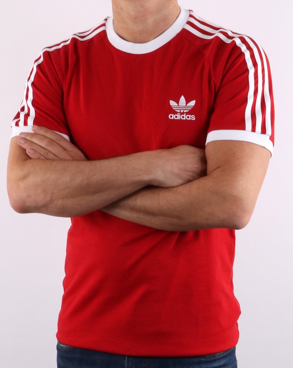 Adidas Originals Retro 3 Stripes T Shirt Red