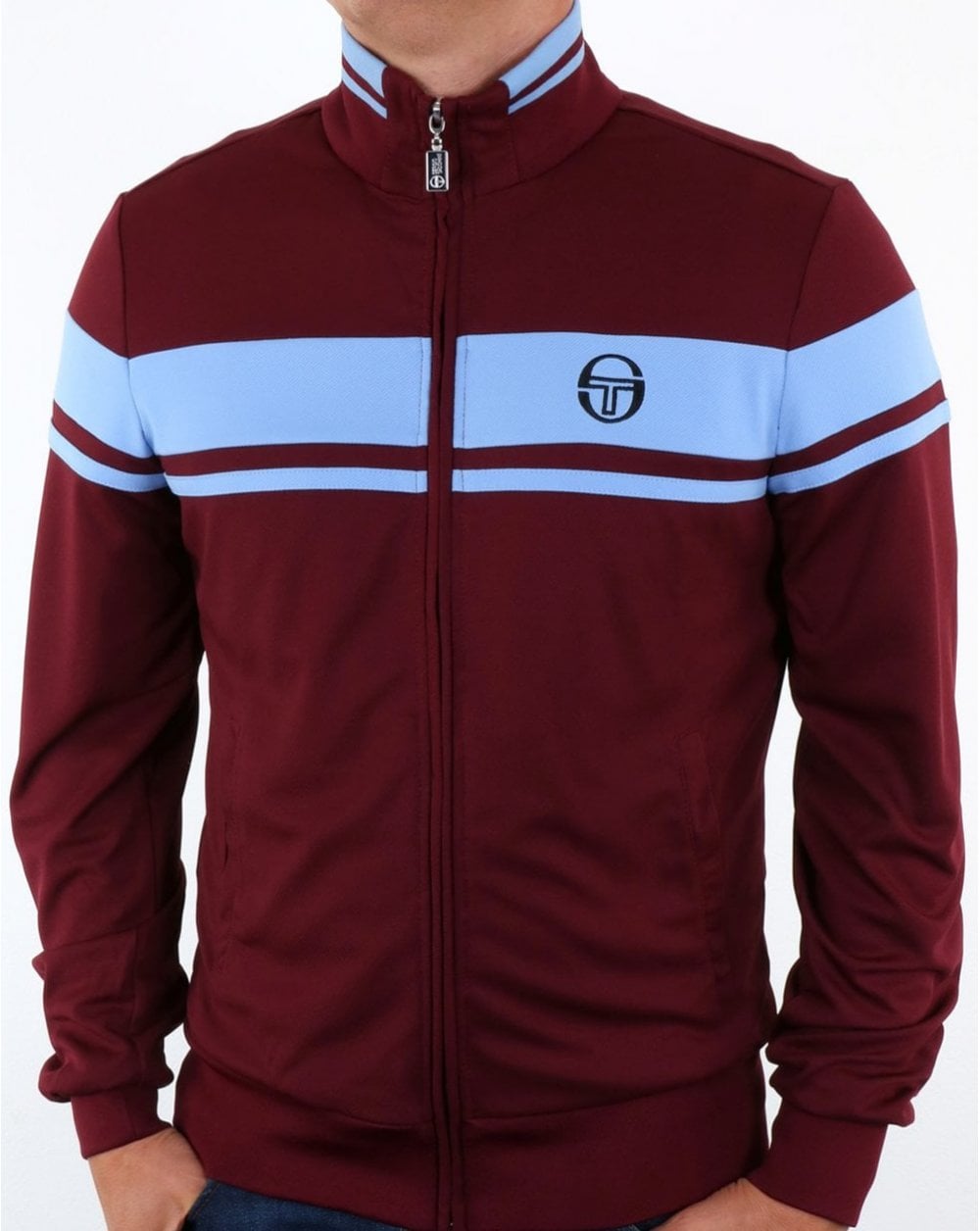 Sergio Tacchini Masters Track Top Claret/Sky Blue
