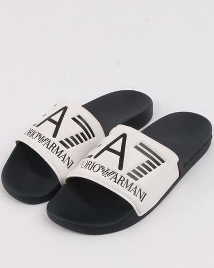 Emporio Armani EA7 Logo Sliders White/navy