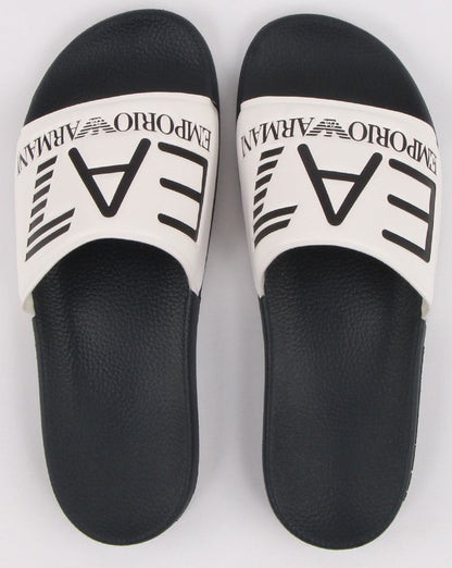 Emporio Armani EA7 Logo Sliders White/navy