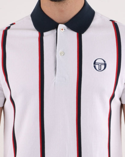 Sergio Tacchini Vertical Stripe Polo Shirt White