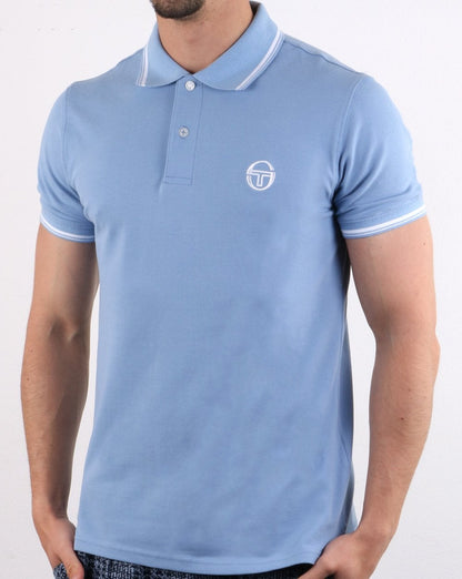 Sergio Tacchini Tipped Polo Shirt Sky Blue/White
