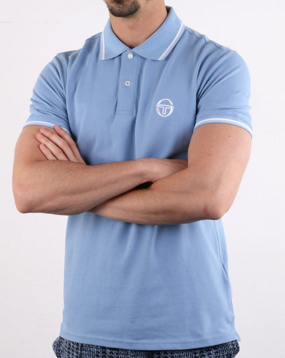 Sergio Tacchini Tipped Polo Shirt Sky Blue/White