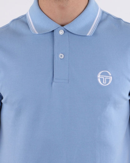 Sergio Tacchini Tipped Polo Shirt Sky Blue/White