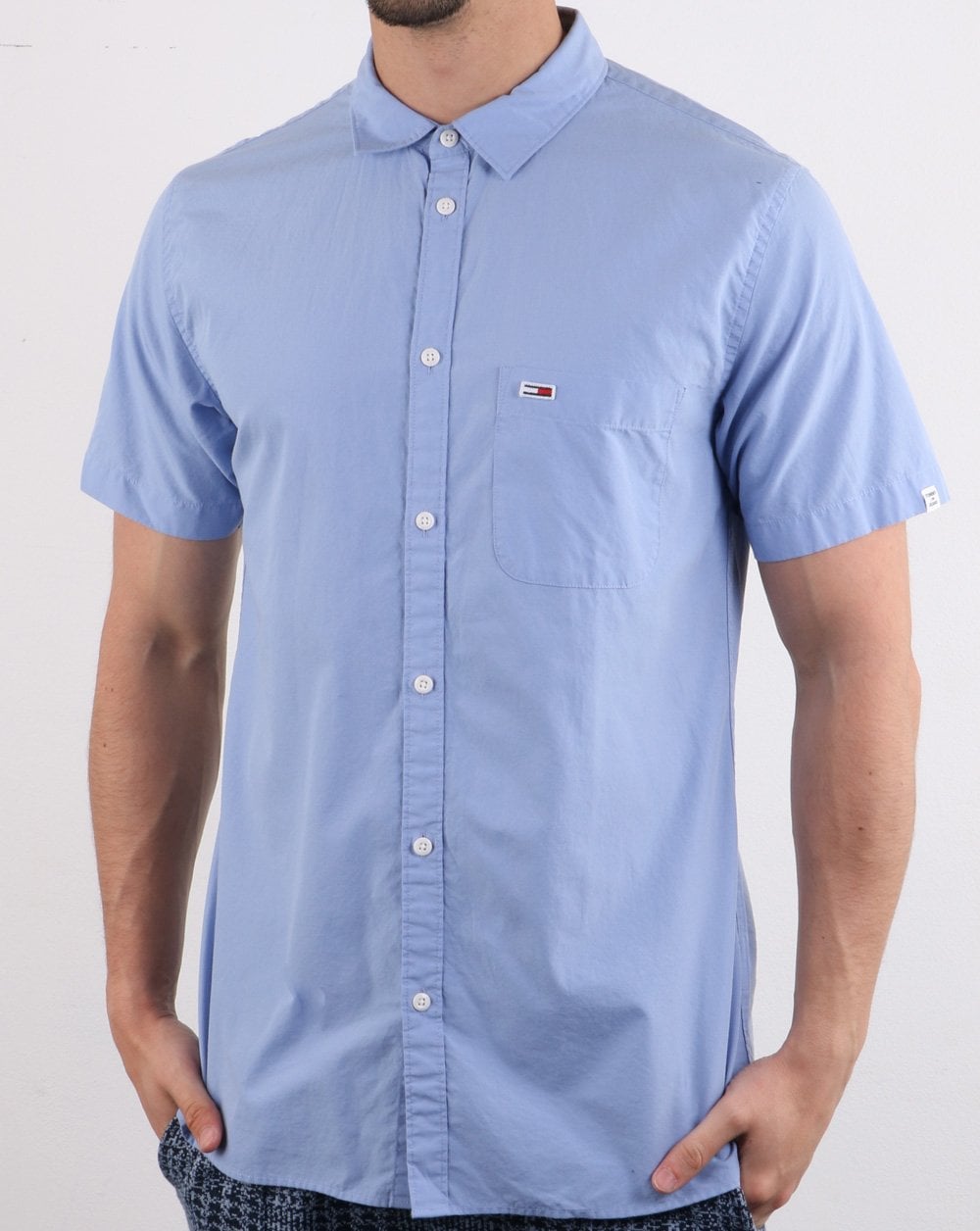 Tommy Jeans Short Sleeve Poplin Shirt Sky Blue