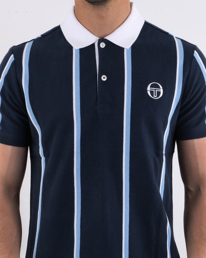 Sergio Tacchini Vertical Stripe Polo Shirt Navy/white