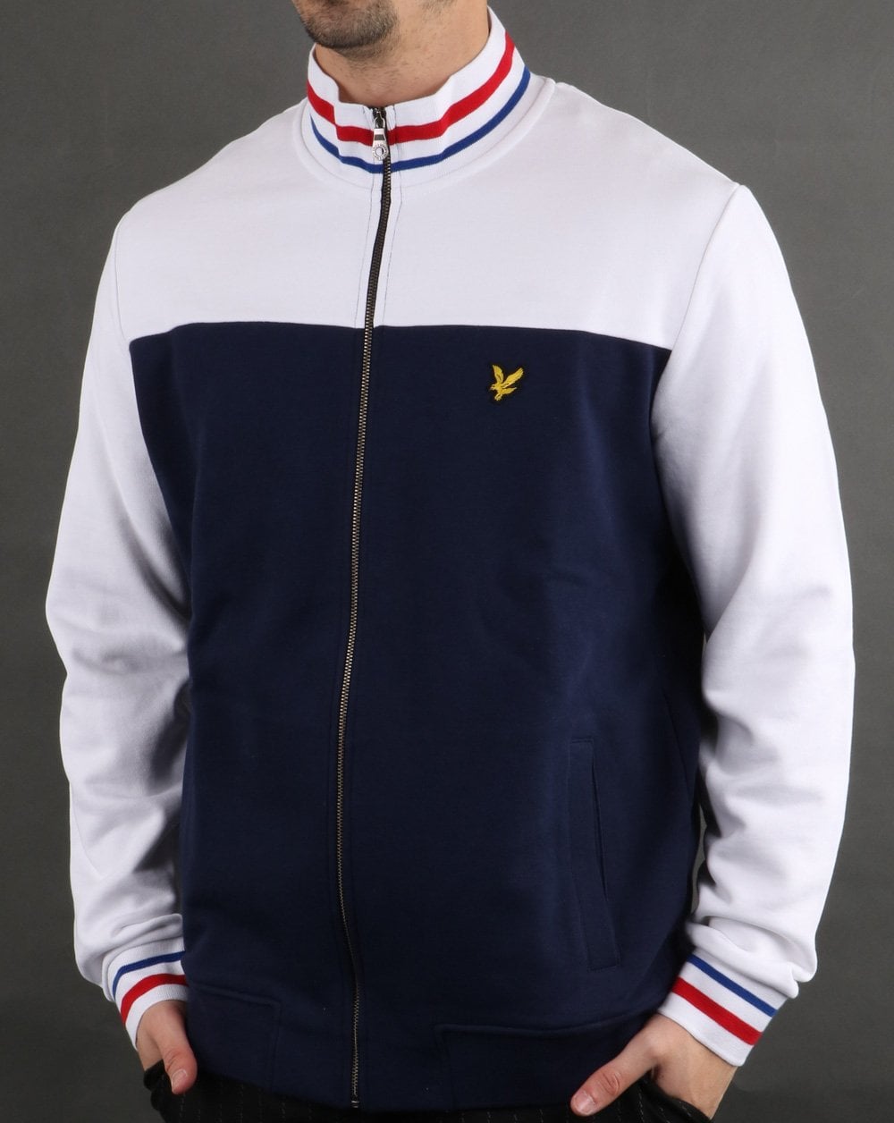Lyle And Scott Tipped Funnel Neck Navy