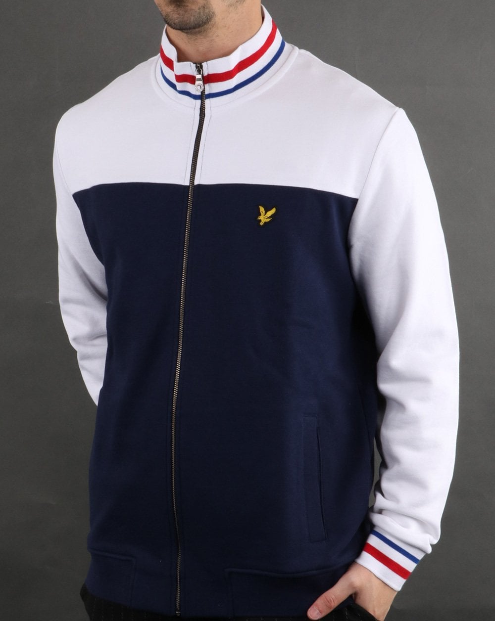 Lyle And Scott Tipped Funnel Neck Navy