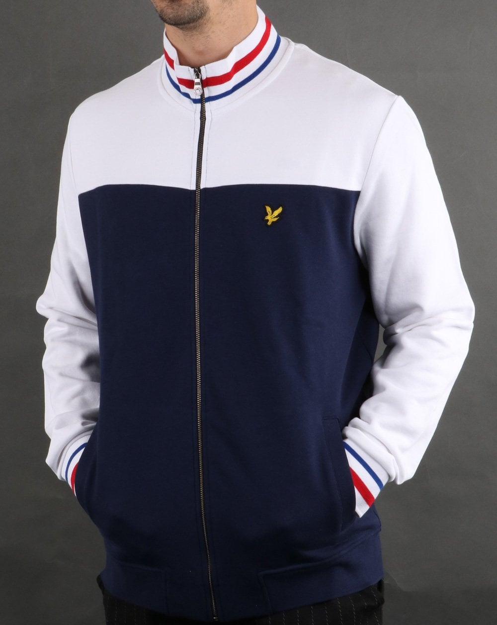Lyle And Scott Tipped Funnel Neck Navy