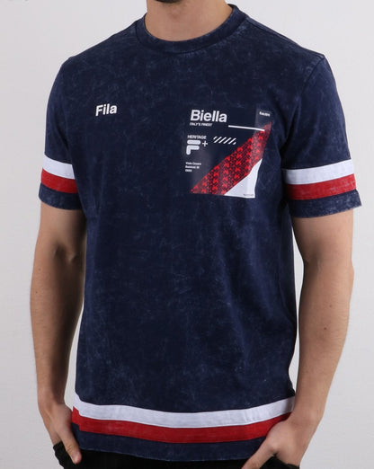 Fila Vintage Falcon Acid Wash T Shirt Navy