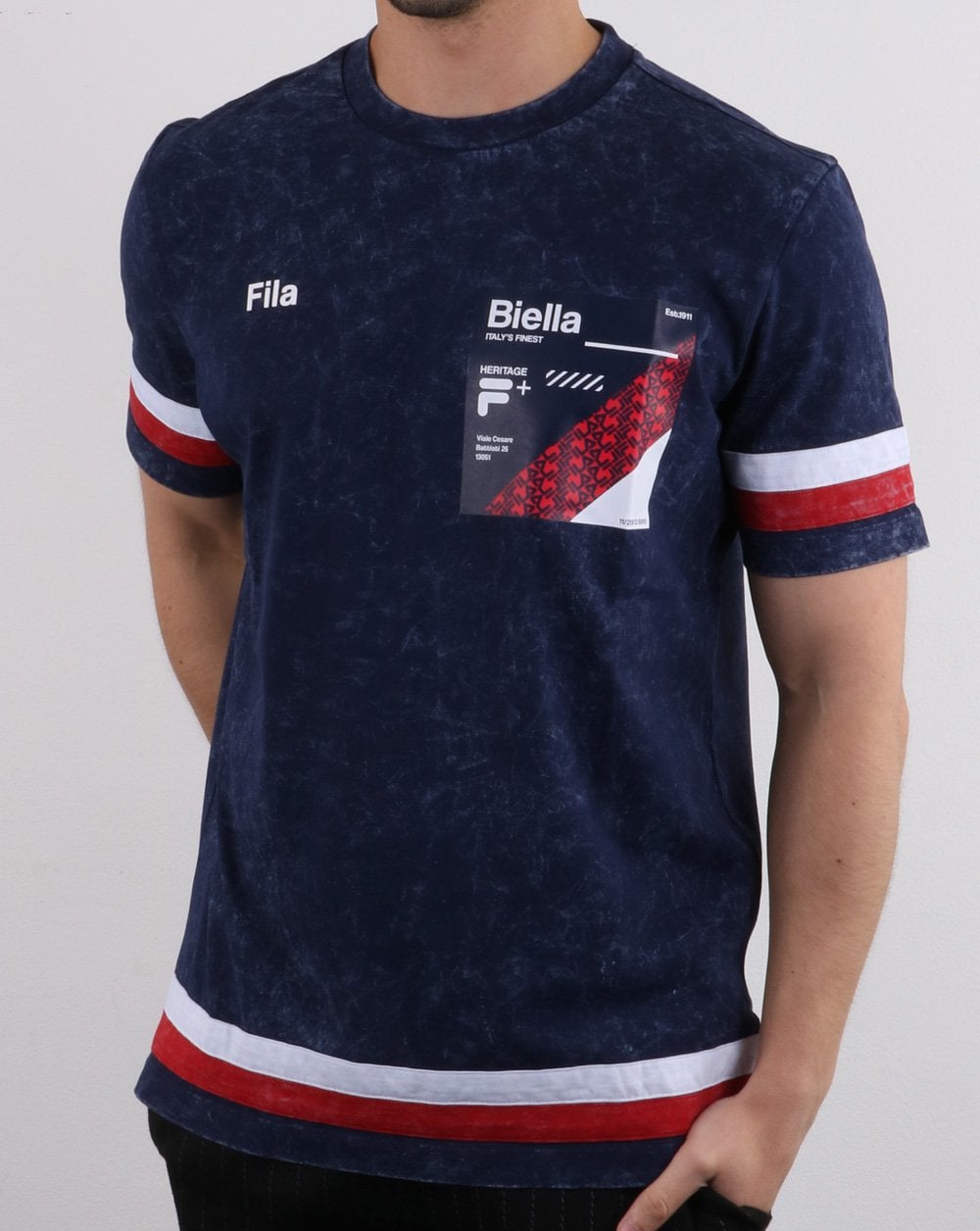 Fila Vintage Falcon Acid Wash T Shirt Navy