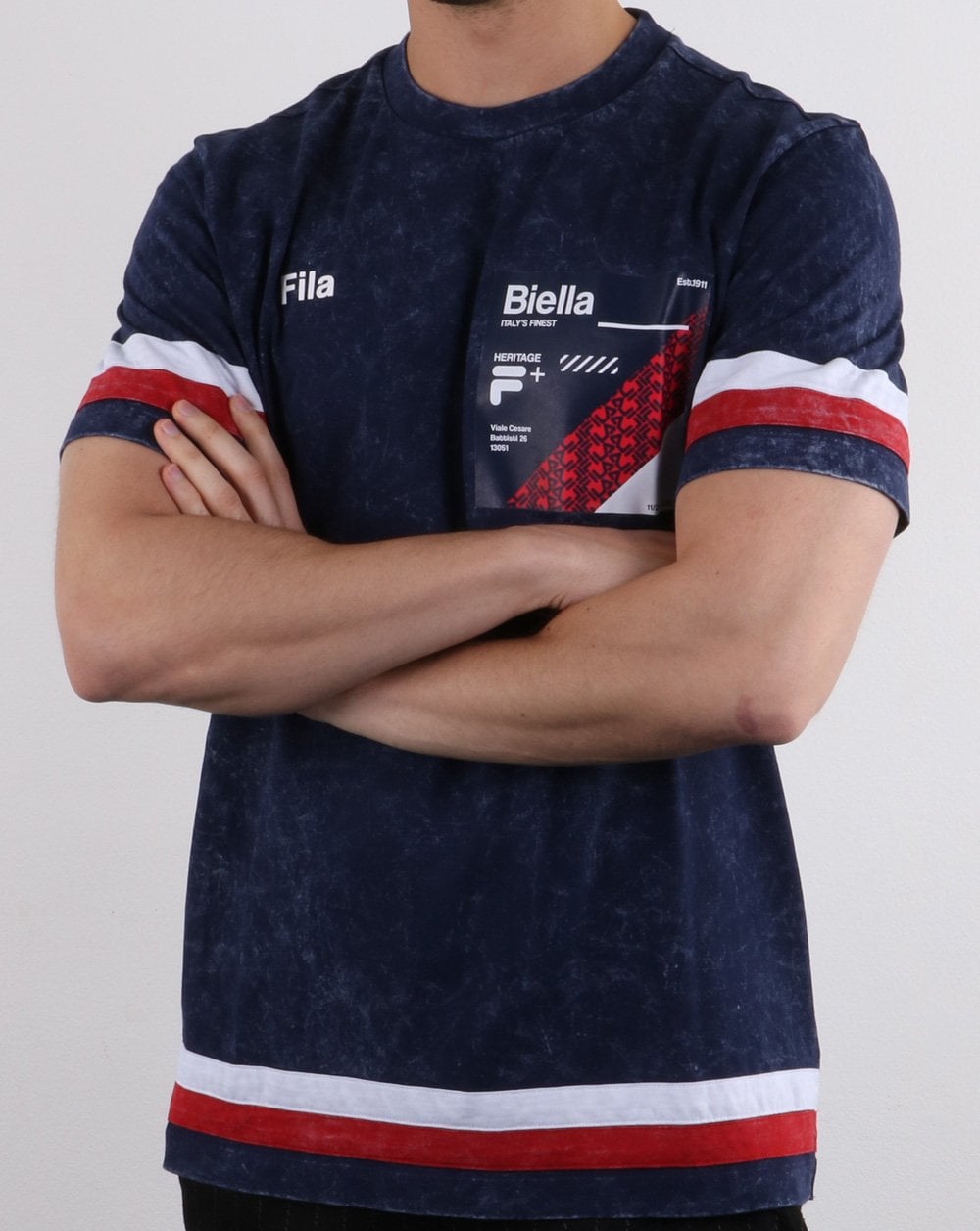 Fila Vintage Falcon Acid Wash T Shirt Navy
