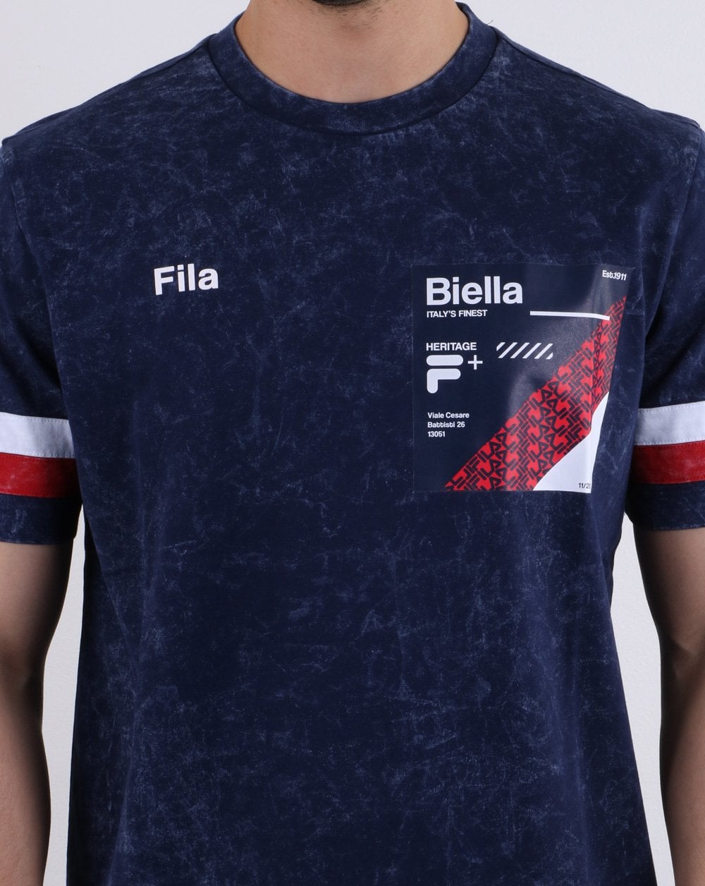 Fila Vintage Falcon Acid Wash T Shirt Navy