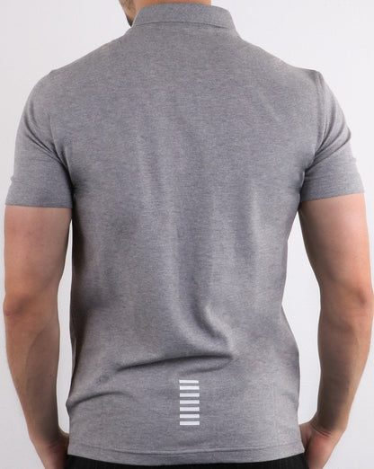 Emporio Armani EA7 Core Logo Pique Polo Shirt Grey Marl