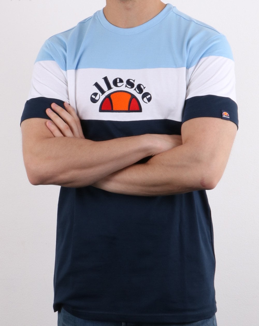 Ellesse Block Colour T Shirt Sky/White/Navy