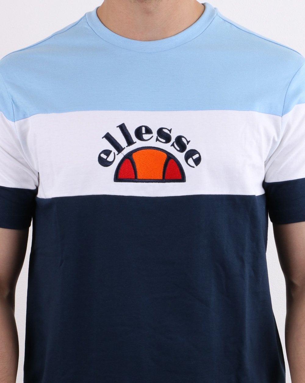 Ellesse Block Colour T Shirt Sky/White/Navy