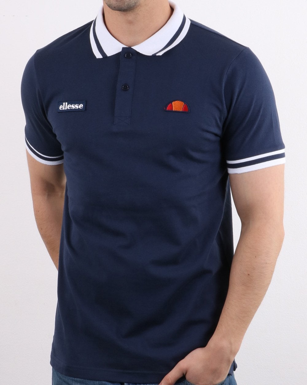 Ellesse Tipped Polo Shirt Navy