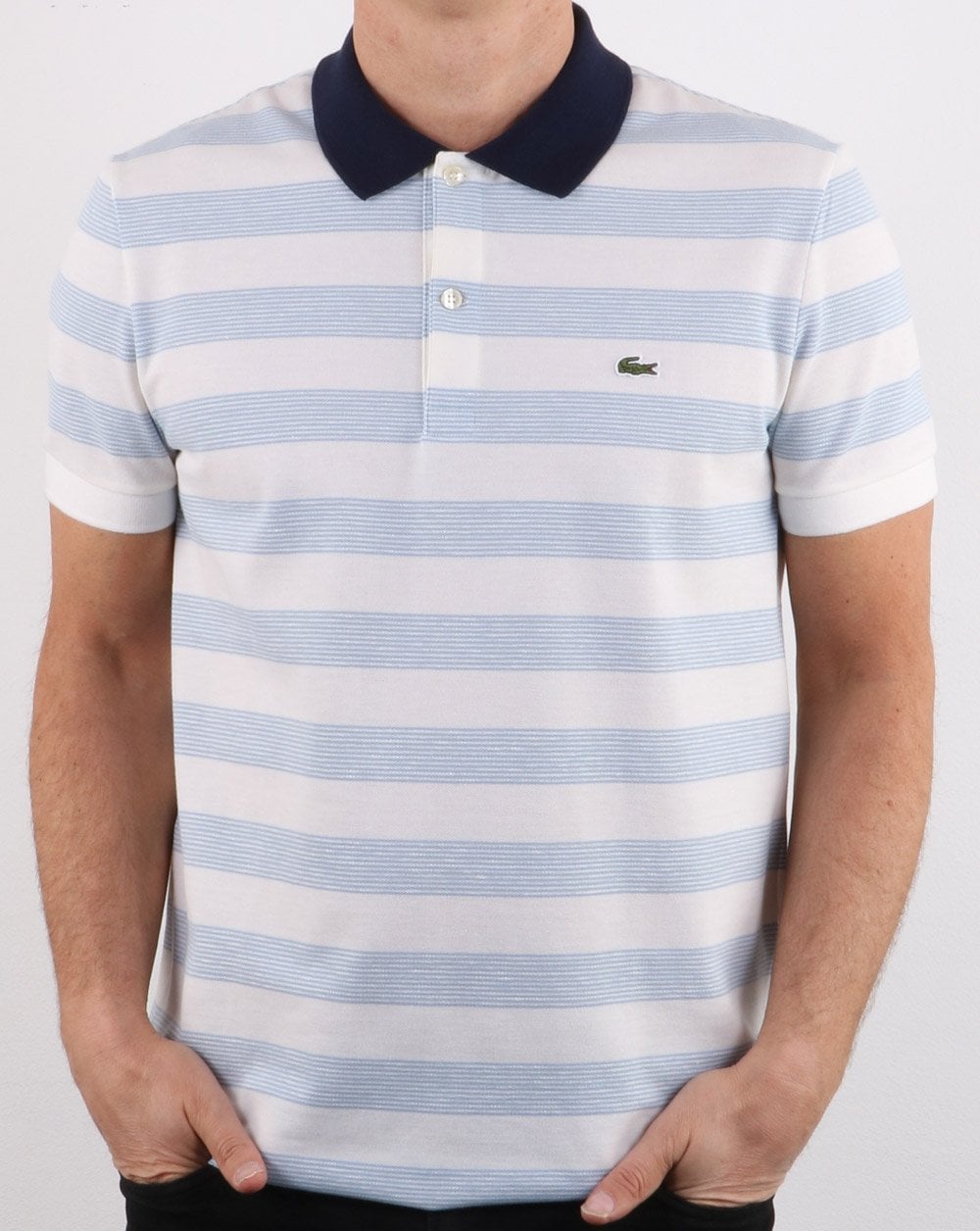 Lacoste Stripe Polo Shirt White/Blue