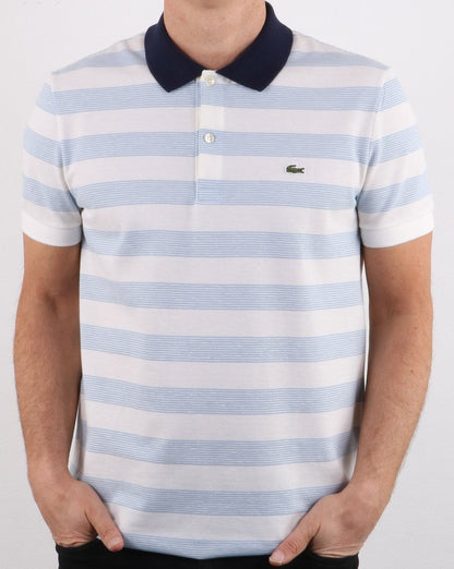 Lacoste Stripe Polo Shirt White/Blue