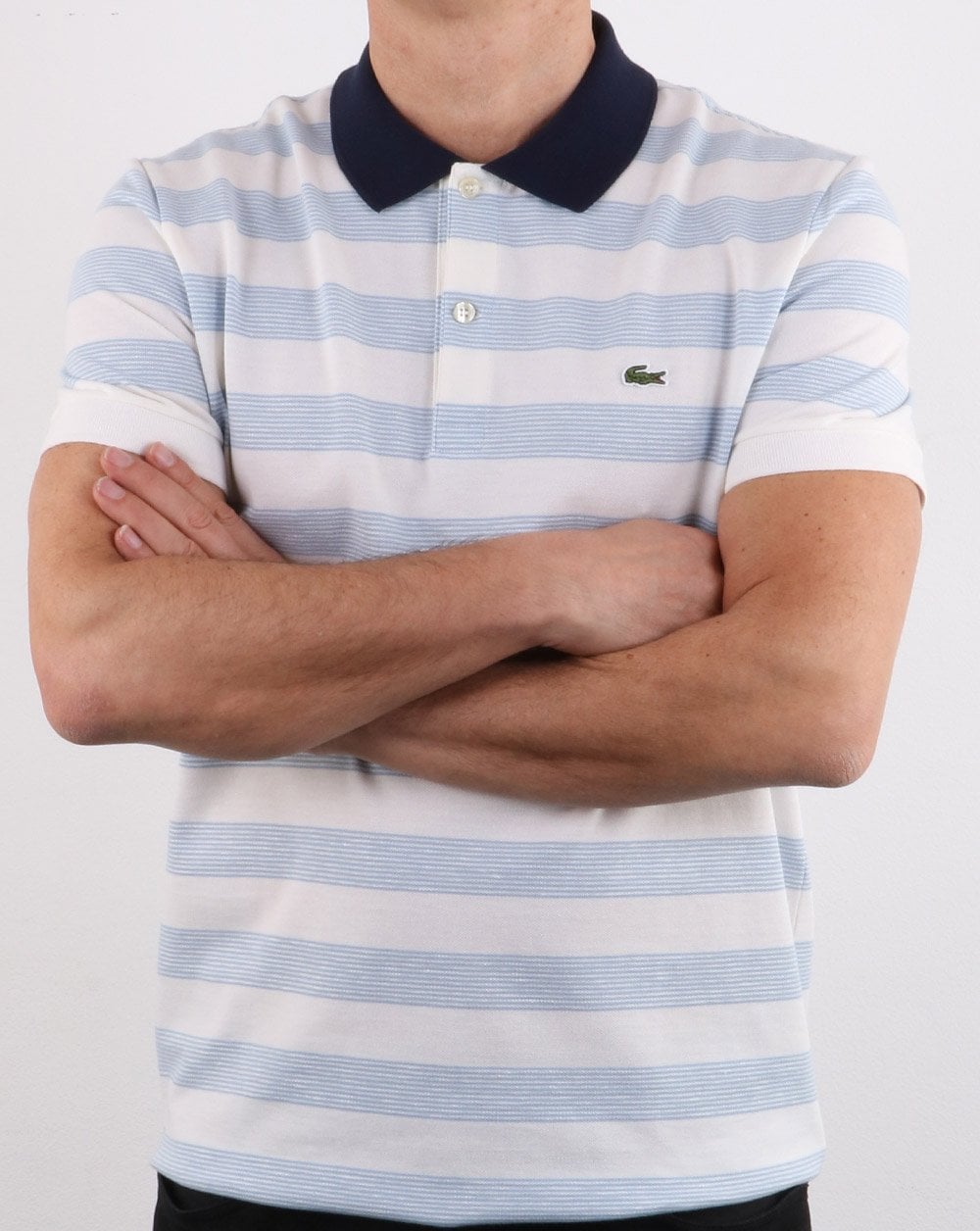 Lacoste Stripe Polo Shirt White/Blue