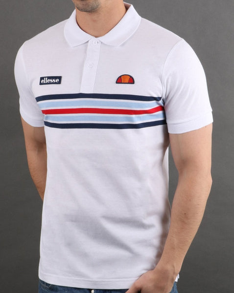 Ellesse Multi Stripe Polo Shirt White