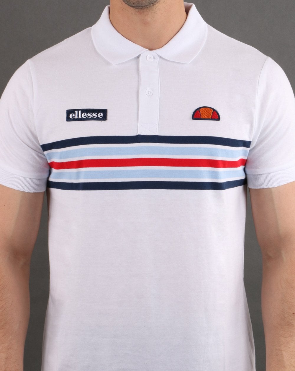 Ellesse Multi Stripe Polo Shirt White