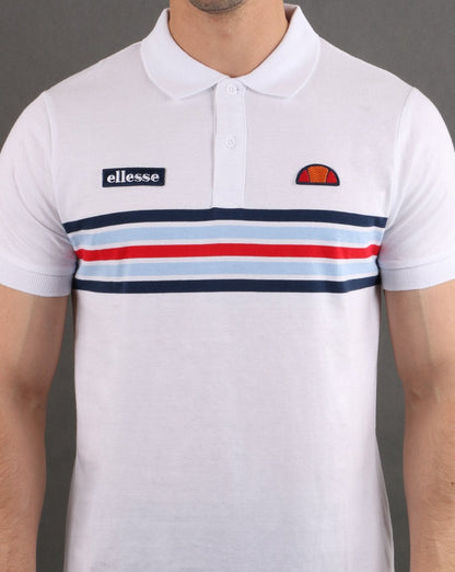 Ellesse Multi Stripe Polo Shirt White