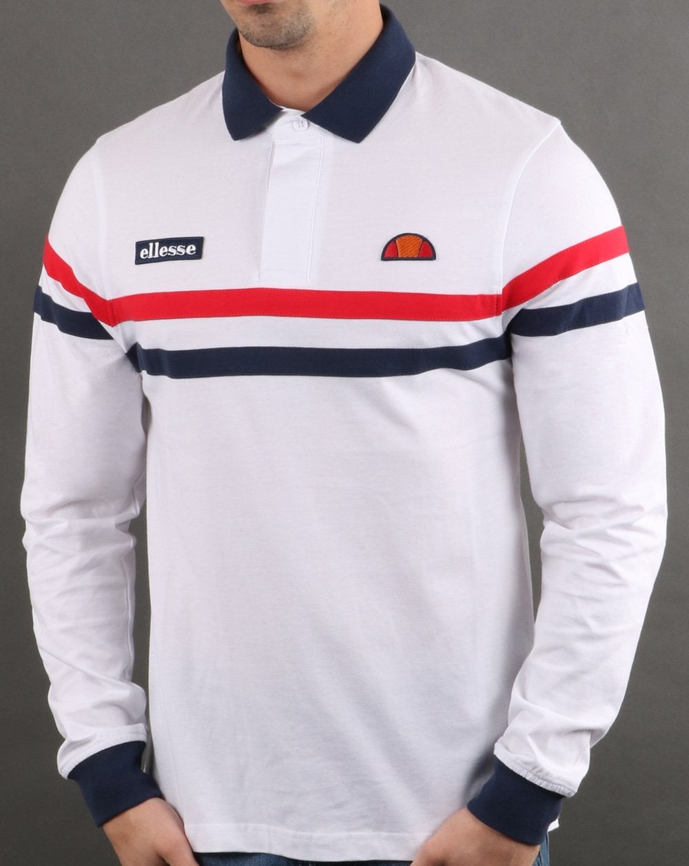 Ellesse Rugby Shirt White/Navy/Red