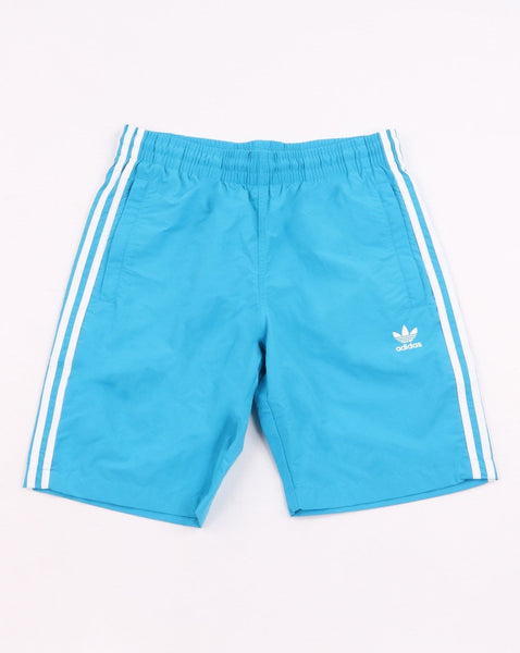 Adidas Originals 3 Stripes Swim Shorts Shock Cyan