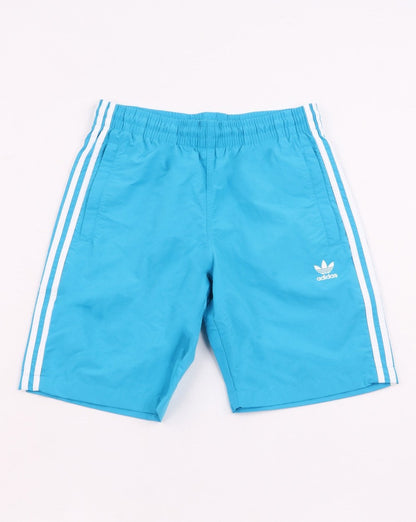 Adidas Originals 3 Stripes Swim Shorts Shock Cyan