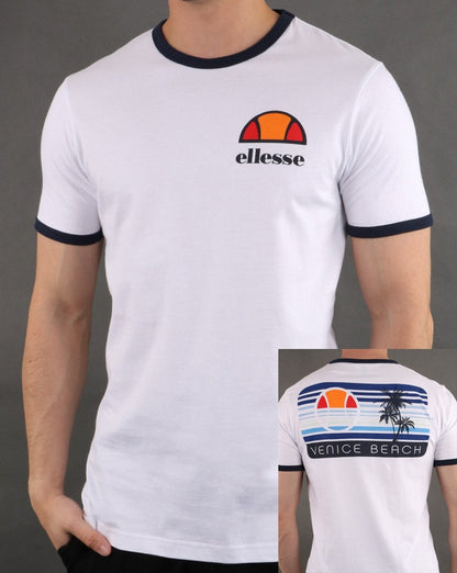 Ellesse Venice Back Print T Shirt White/Blue