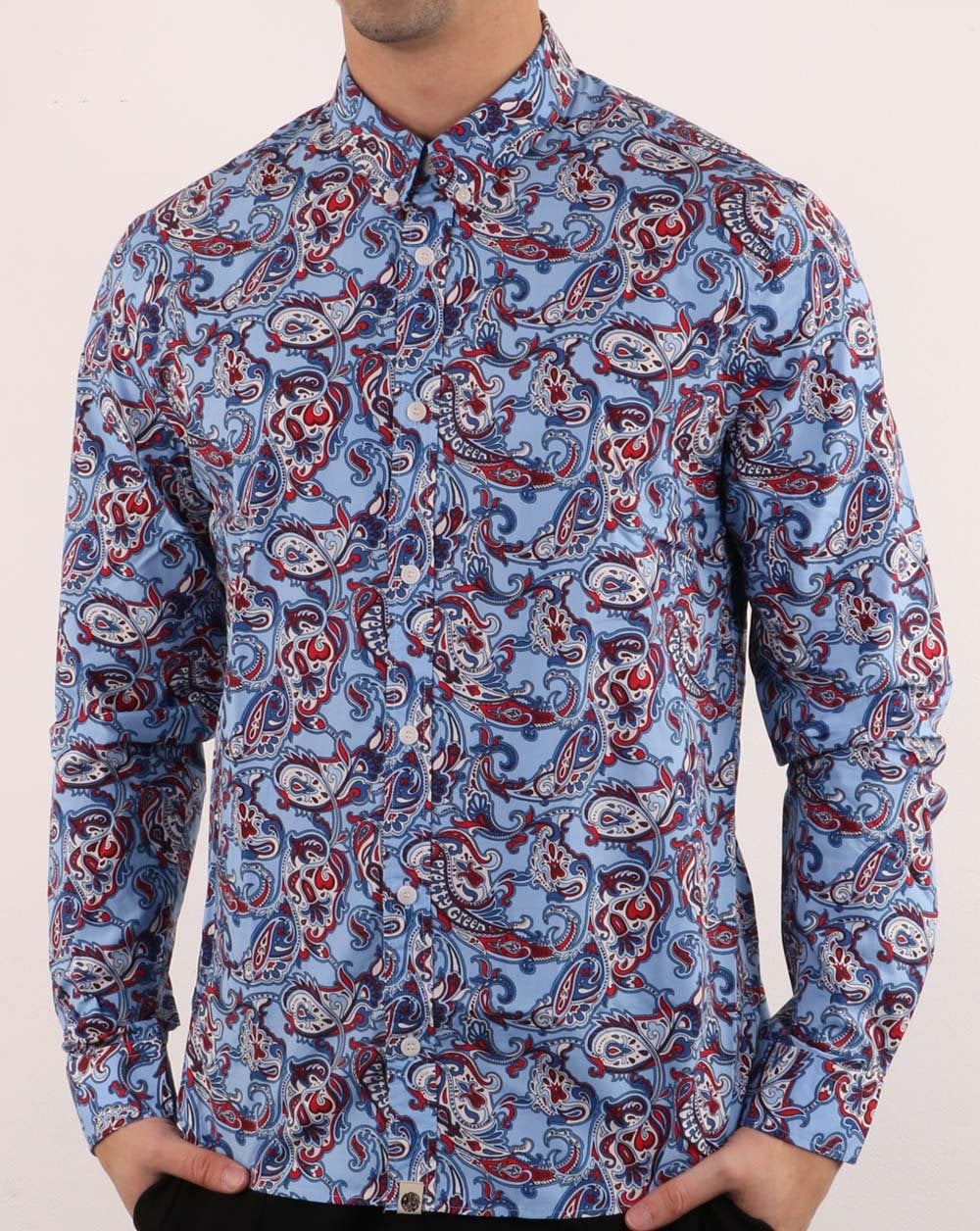 Pretty Green Slim Fit Paisley Print Shirt Blue