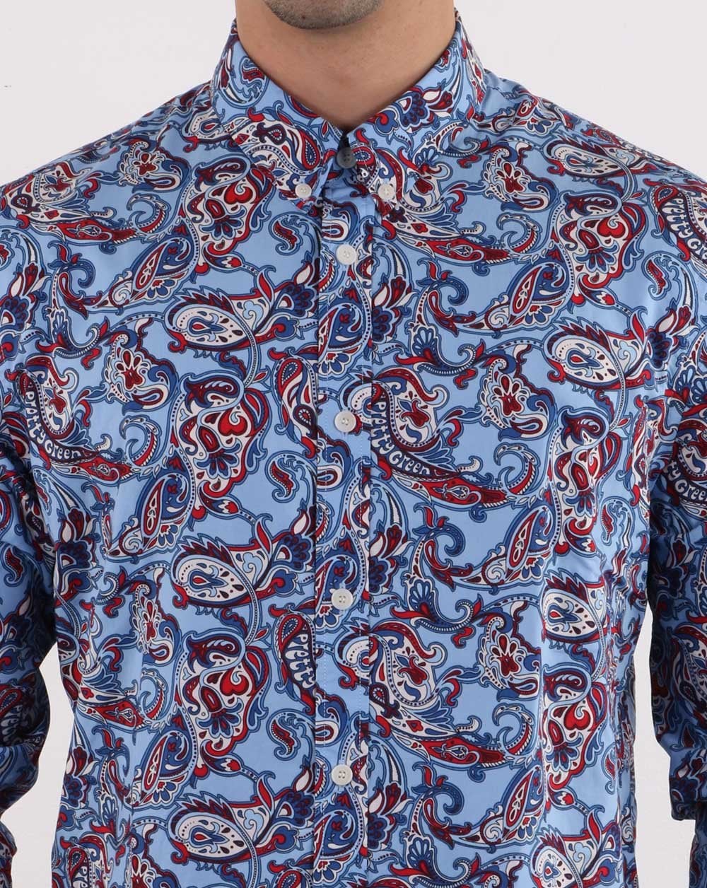 Pretty Green Slim Fit Paisley Print Shirt Blue