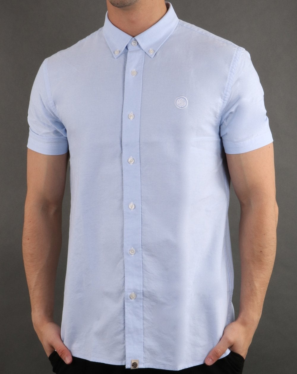 Pretty Green S/Sleeve Oxford Shirt Blue