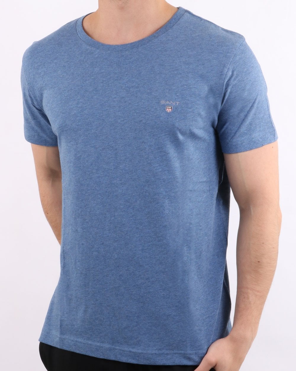 Gant Solid Crew Neck T Shirt Denim Blue